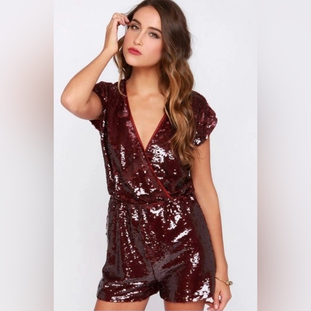 Burgundy Sequin Romper